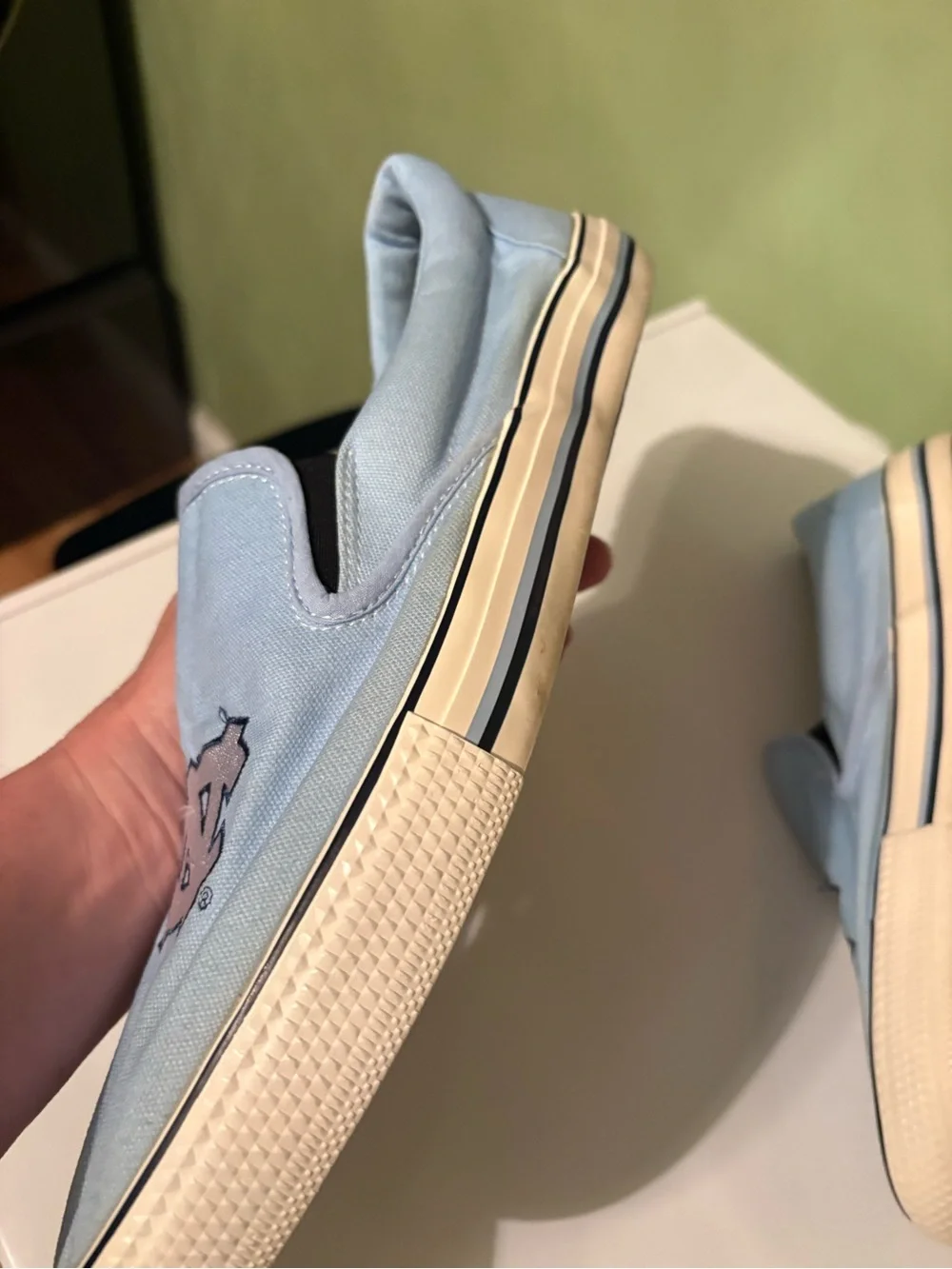 Forever Collectibles Light Blue Canvas Slip-On Loafers with White UNC Logo